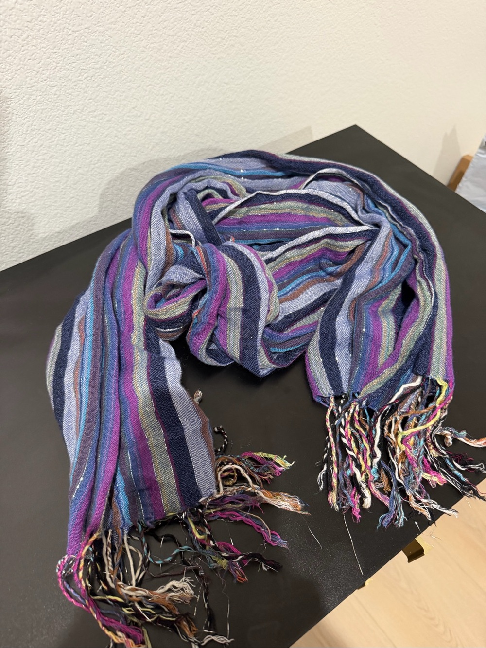Striped Purple Multi-Tone Women's Fringe Scarf